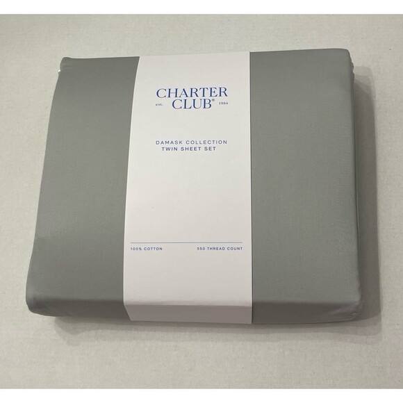Charter Club  3-Pc. Twin Sheet Set New In Package Color-Smoke - Picture 1 of 9